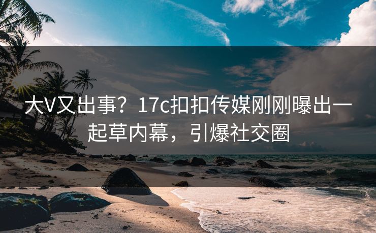 大V又出事？17c扣扣传媒刚刚曝出一起草内幕，引爆社交圈