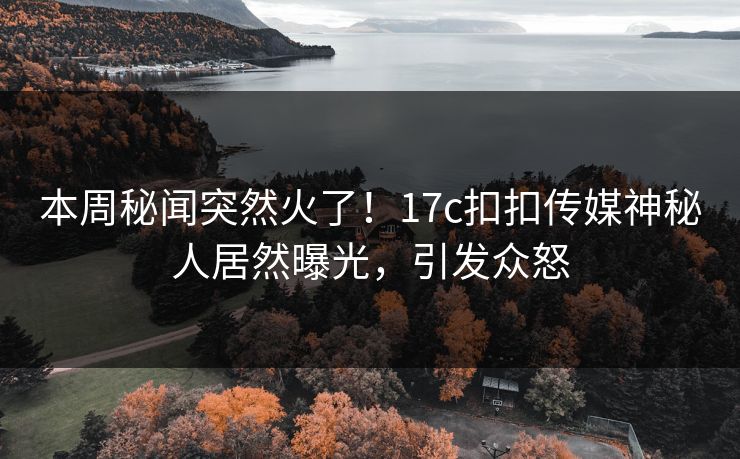 本周秘闻突然火了！17c扣扣传媒神秘人居然曝光，引发众怒