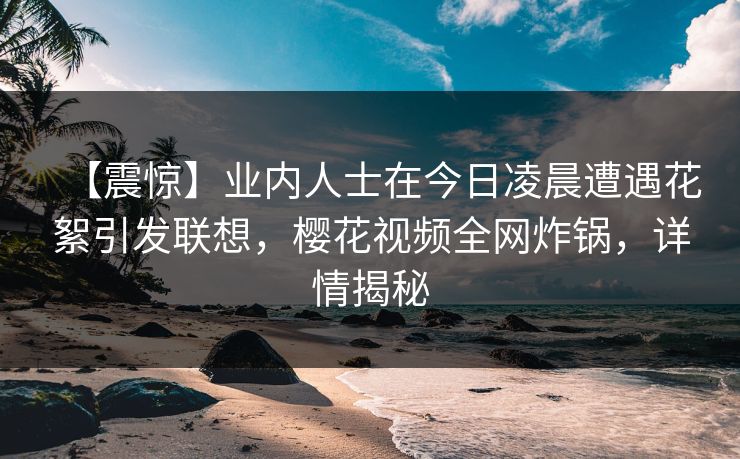 【震惊】业内人士在今日凌晨遭遇花絮引发联想，樱花视频全网炸锅，详情揭秘