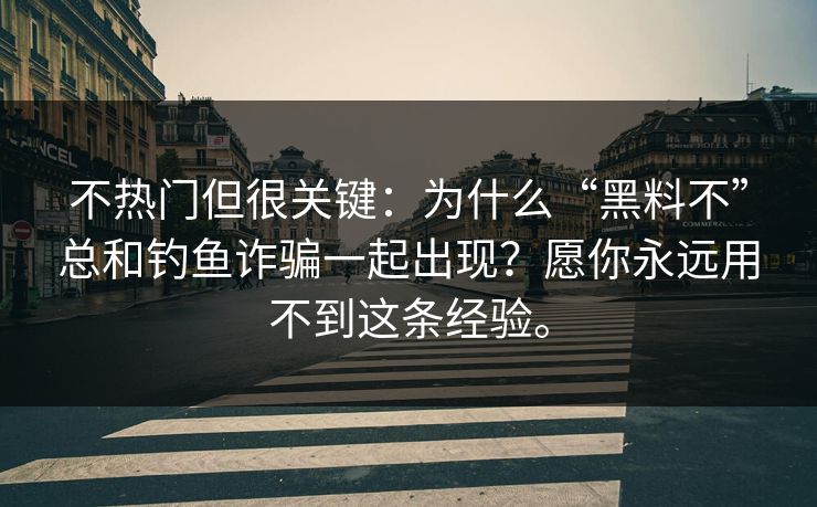 不热门但很关键：为什么“黑料不”总和钓鱼诈骗一起出现？愿你永远用不到这条经验。