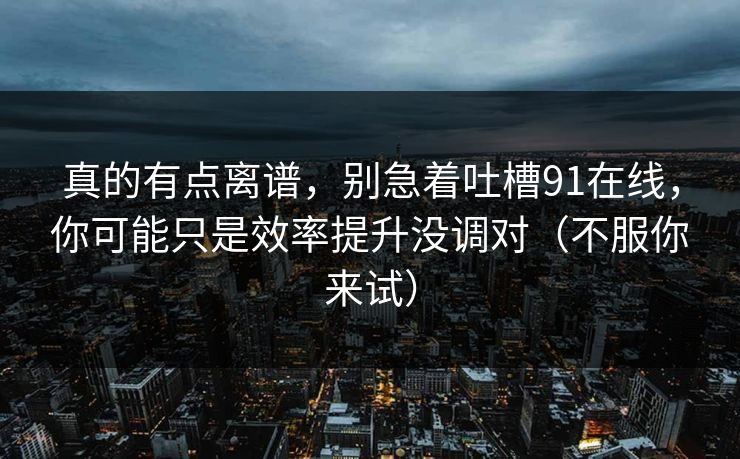 真的有点离谱，别急着吐槽91在线，你可能只是效率提升没调对（不服你来试）